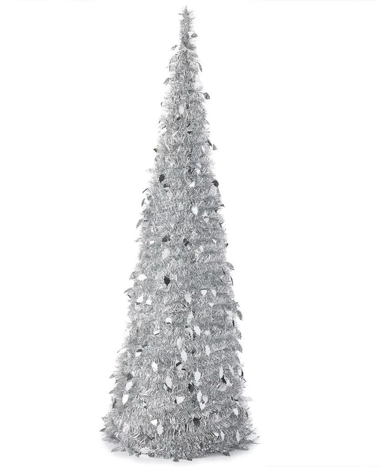 Holiday Lane Silver Shine Bright 71" Pop-up Tinsel Christmas Tree LED Light-up - Image 1 of 1