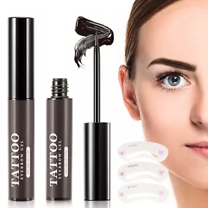 Tattoo Brow Eyebrow Gel Easy Peel Off & Tint Dark Brown Waterproof Eye - Picture 1 of 15