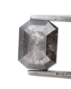 gray emerald cut natural diamond loose salt pepper 1.99TCW 7.5x6 mm - Picture 1 of 18