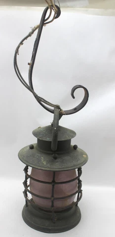Antique Brass Electric Hanging Lantern Sconce Pendant Rustic Single Light 10" Cover