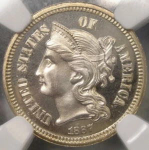 1867 THREE CENT NICKEL  MAGNIFICENT UNIQUE FINEST KNOWN POP 1/0—NGC PF 68 CAMEO - Picture 1 of 6