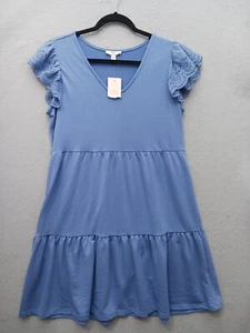 Como Vintage Fit & Flare Mini M Cornflower Blue Tiered Eyelet Flutter NWT - Picture 1 of 15