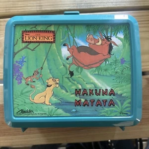 Vintage Disney Aladdin König der Löwen Hakuna Matata Kunststoff Brotdose mit Thermoskanne - Bild 1 von 2