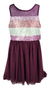 16 Girls Emily West Tutu Sleeveless Party Dress Burgundy Purple Sequin Holiday - Picture 1 of 4