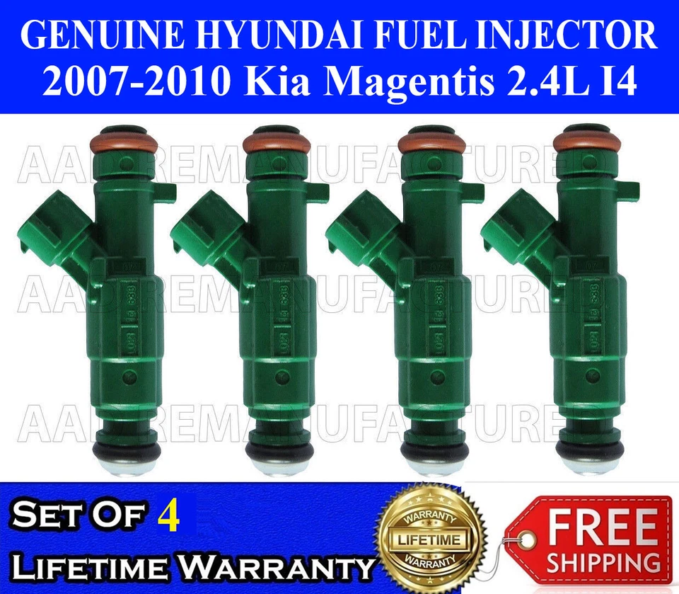 OEM Set of 4 Genuine Hyundai Fuel Injectors For 2007-2010 Kia Magentis 2.4L I4 - Image 1 of 1