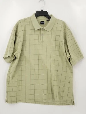 Arrow Polo Shirt Men Adult Size XL Color Green Plaid 2 Button Up Collared Casual - Image 1 of 4