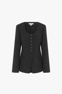 Chaqueta Blazer Aligne Daphne Negra Escote Sin Cuello Cintura 2 Nueva Sin Etiquetas - Imagen 1 de 6