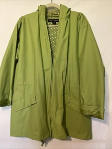 Vintage Misty Harbor Rain Coat Womens Large Shell Green Polka Dot Lining - Picture 1 of 7