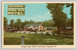 Manzel Bagh Motel Keysville VA Postcard 1950s Sign Restaurant Gift Shop View - Picture 1 of 3