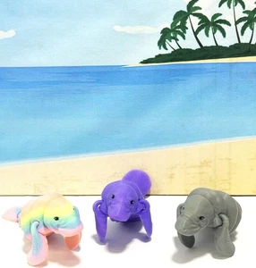 3pcs 3D Printed Manatee, 4.5" Purple Gray Rainbow Manatee Articulated Fidget Toy - Picture 1 of 10