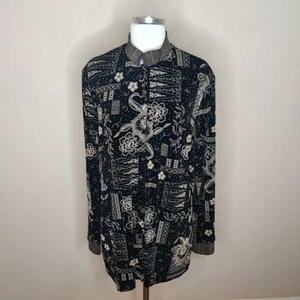 Coldwater Creek Slinky Cardigan Jacket Large Women's Floral Button Up Stretchy - Picture 1 of 11
