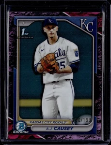 2024 Bowman Draft AJ Causey 1st Bowman Fuchsia Lunar Refractor 030/199 - Picture 1 of 2