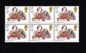 GB SG 1125Ea FAMOUS WOMEN 12p MISSING P ERROR MISTAKE block of 6 STAMPS MNH - Picture 1 of 1