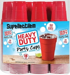 Plastic Disposable Cups 18 Oz Heavy Duty Cold Drink Plastic Cups, Red (50 Count) - Picture 1 of 5