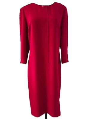 Vintage Chic Maggy London Red Midi Dress 3/4 Sleeve Button Detail Party & Work - Image 1 of 4