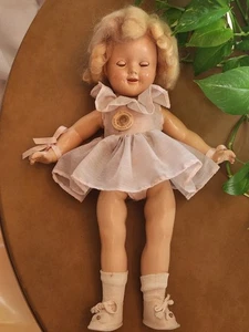 Muñeca Personaje Shirley Temple Composición Antigua Bonita 18" + Botón Pinback y Vestido - Imagen 1 de 10