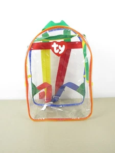 Zaino vintage TY Beanie Babies in vinile trasparente con accenti arcobaleno INUTILIZZATO! 13" - Foto 1 di 6
