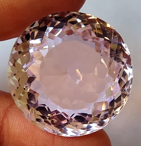 A+++ Large Pink Kunzite 91 CT Round Faceted Cut Loose Gemstone Gift for Birthday - Picture 1 of 6