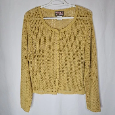 Cárdigan Vintage Crochet Botón Tejido Amarillo Cottagecore Boho Capas Top S Foto 1 de 4