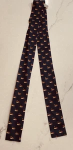 Symphony Schal New York Schal Damen Mallard Duck Print Navy 100% Seide Skinny - Bild 1 von 8