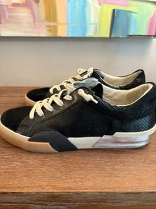 Women's Dolce Vita Zina Sneaker DB31R0270 Gunmetal Leather Black Glitter Sz 8 - Picture 1 of 7