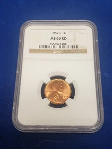 1952 S NGC MS66RD Lincoln Wheat Cent 1c - Picture 1 of 2