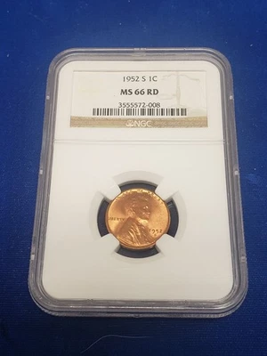 1952 S NGC MS66RD Lincoln Wheat Cent 1c - Image 1 of 2