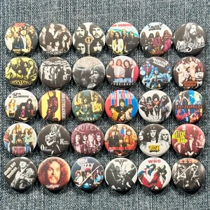Classic Rock 1" Pinback Buttons 70s 80s Retro Hard Rock Music Band 30 Pins Set - Picture 1 of 8