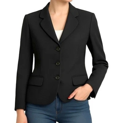VTG PHILIPPE ADEC Wool Black Tailored Blazer Women Sz 8 3 Button Classic Preppy - Image 1 of 4