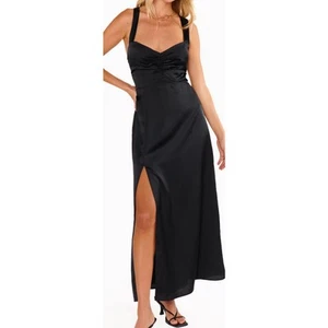 Vestido Mina Midi Show Me Your Mumu Negro Lujo Satinado Talla XXLarge Nuevo sin Etiquetas - Imagen 1 de 7