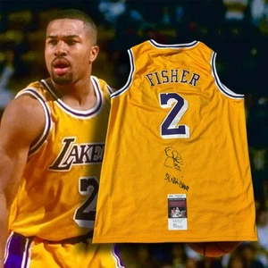 Derek Fisher Signed Autographed Los Angeles Lakers Jersey w/ Inscription JSA COA - Picture 1 of 5
