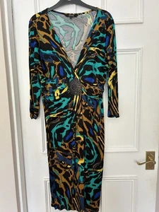 Star by Julian Macdonald Stretch Jersey Midi Dress Size 14 Multi Animal Print - Picture 1 of 10