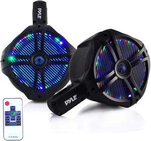 Pyle Waterproof Marine Wakeboard Tower Speakers - 6.5” Dual Subwoofer Speaker Se - Picture 1 of 12