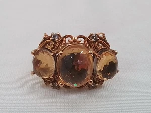 ANELLO KARIS GDB GOLD BOND MISURA 7,5 VINTAGE FILIGRANA COCKTAIL RING PIETRE GIALLE - Foto 1 di 12