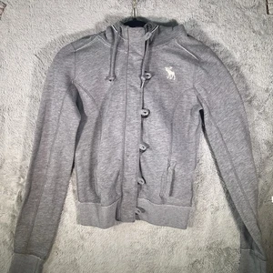 Vintage Y2K Abercrombie & Fitch Zip Hoodie Damen Small Zip Hook grau Jacke Elch - Bild 1 von 9