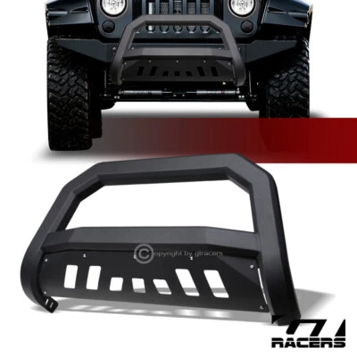 For 2010-2018 Jeep Wrangler Jk Matte Black AVT Edge Bull Bar Brush Bumper Guard - Image 1 of 4