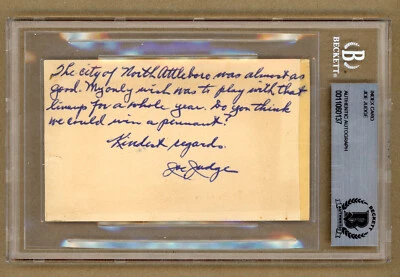 Joe Judge Signed 3x5 Index Card BAS Beckett The Little World Series Content ANS - Image 1 of 2