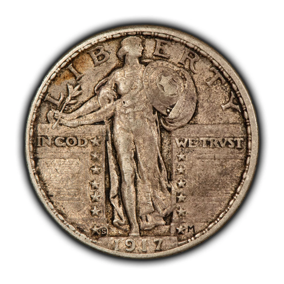 1917-S Ty-2 25c Standing Liberty Quarter - Original Crusty XF/AU - SKU-T4804 - Image 1 of 4
