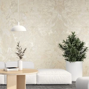 Ivory champagne rose gold faux watercolor liquid art marble textured Wallpaper - Picture 1 of 16