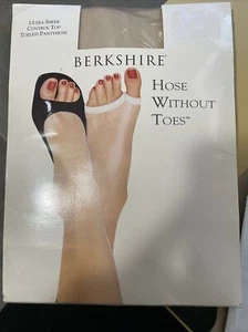 NEW BERKSHIRE HOSE WITHOUT TOES SZ 3 NUDE ULTRA SHEER CONTROL TOP TOELESS  #5115 - Picture 1 of 3