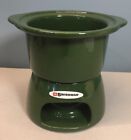 Vintage Swissmar Fondue Pot And Burner Base Green Ceramic 4 1 4 Diameter