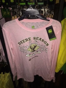 New Dealers Licensed John Deere Ladies MediumPink Deere Season Long Sleeve Shirt - Picture 1 of 3