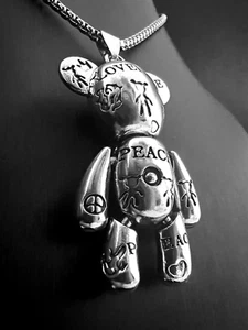 LOVE Teddy Bär Liebe Anhänger Edelstahl Halskette Damen Schmuck Beweglich K198A - Bild 1 von 8