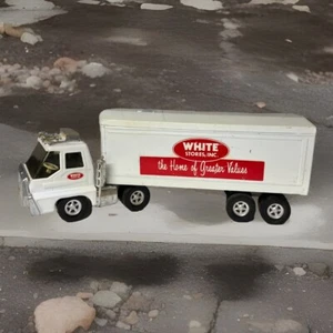 Vintage White Stores Inc Semi Truck Tractor Trailer White Red Logo 22in - Picture 1 of 23