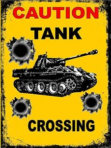 Letrero de colección de cruce de tanques estilo retro ejército letrero de tanque Segunda Guerra Mundial - Imagen 1 de 1