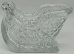 Crystal Diamond Cut Sleigh~USED~Vintage Christmas 4" Candy Dish~24% Lead Crystal - Picture 1 of 8