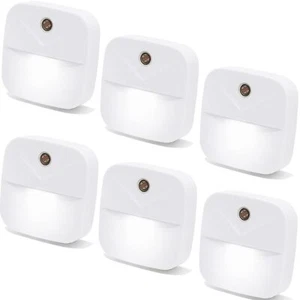 6 Pack Night Light Plug In White LED Nightlights with Smart Dusk to Dawn - Picture 1 of 7
