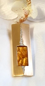 XL großer Stab Anhänger von Pierre Lang Gold vergoldet satiniert Steinbesatz - Bild 1 von 7