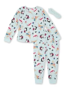 NWT Girls 7-8, 10-12 Pajamas Christmas PJ Pants & Long Sleeve Shirt w/ Mask - Picture 1 of 2