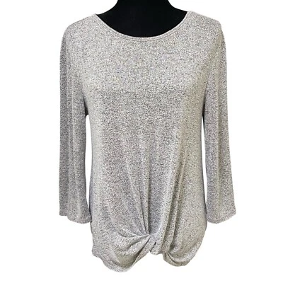 Market & Spruce Gray Brushed Knit Twist Front Top Soft Casual Small - Image 1 of 4
